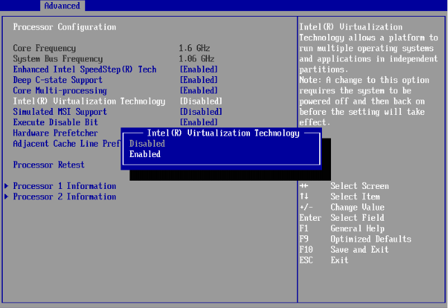BIOS/UEFI settings screen showing how to enable virtualization technology required for WSL 2 installation on Windows 11